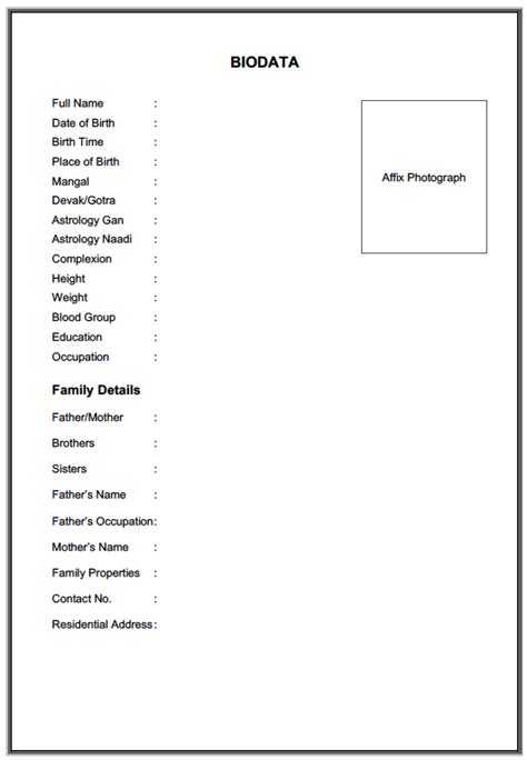 biodata format for marriage in word pdf