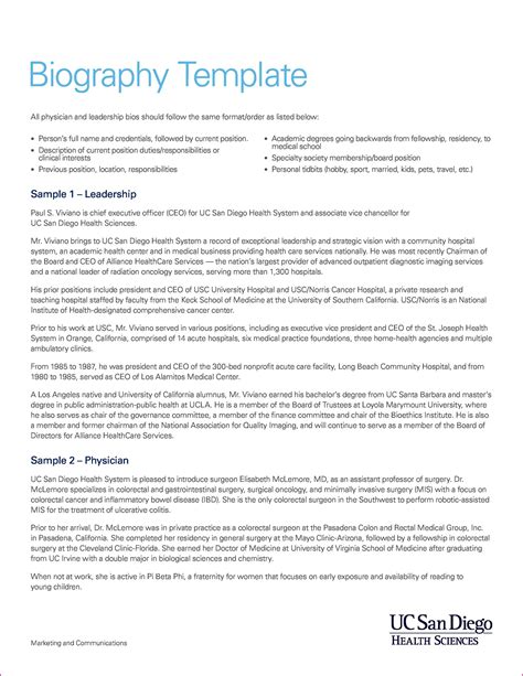 biography format examples