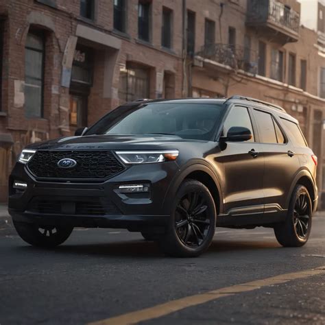 Luxurious blacked out Ford Explorer interior with ambient lighting