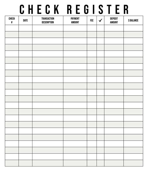 Blank Check Register Printable Free