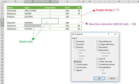 blank out cells in excel