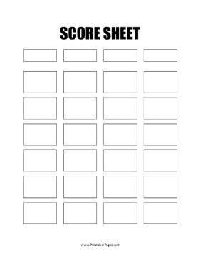 Blank Printable Score Sheet