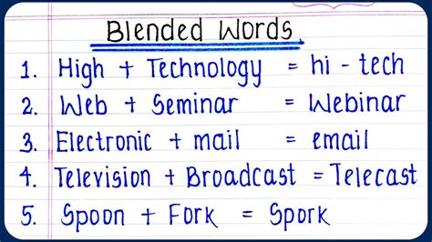 blended words examples for grade 5 with answers