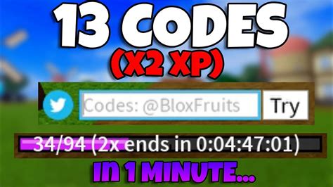 blox fruit double xp codes new