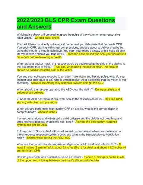 bls practice test 25 questions and answers 2022