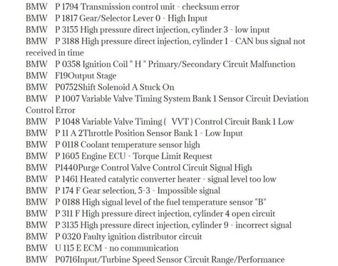 bmw fault code to p code