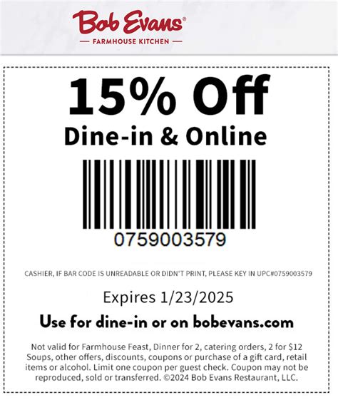bob evans discount code