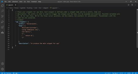 boilerplate for c in vs code