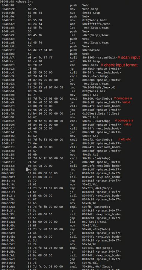 Bomb Lab Phase 3 Walkthrough