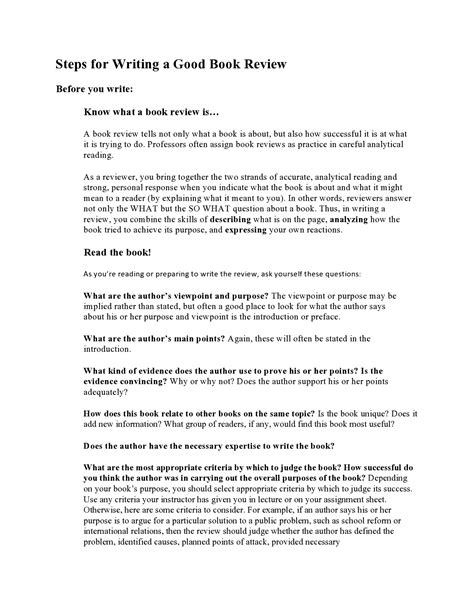 book review format example for college students