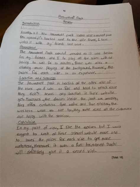 book review writing igcse sample