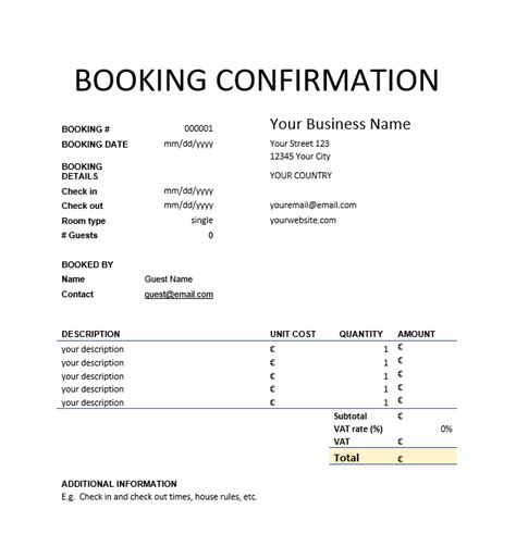 booking confirmation