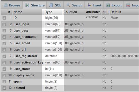 boolean data type in phpmyadmin