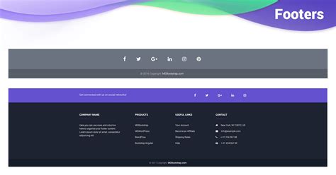 bootstrap header and footer example code