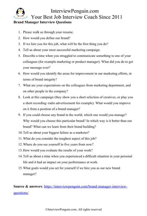 brand manager interview questions and answers pdf