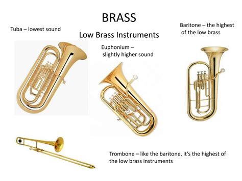 brass instruments list highest to lowest
