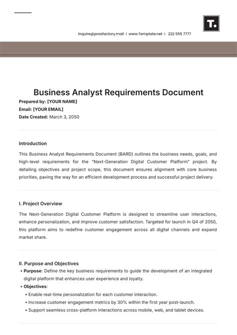 Brd Template For Business Analyst