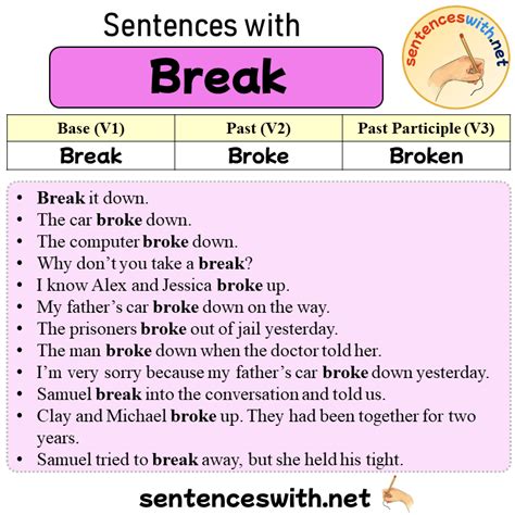 break with in a sentence