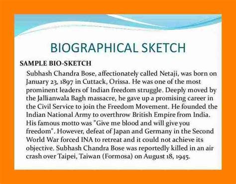 brief biographical sketch example