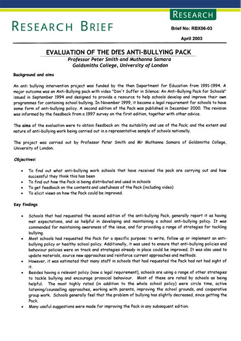 brief description in research example
