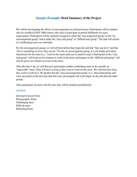brief project summary example