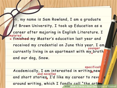 brief self description example
