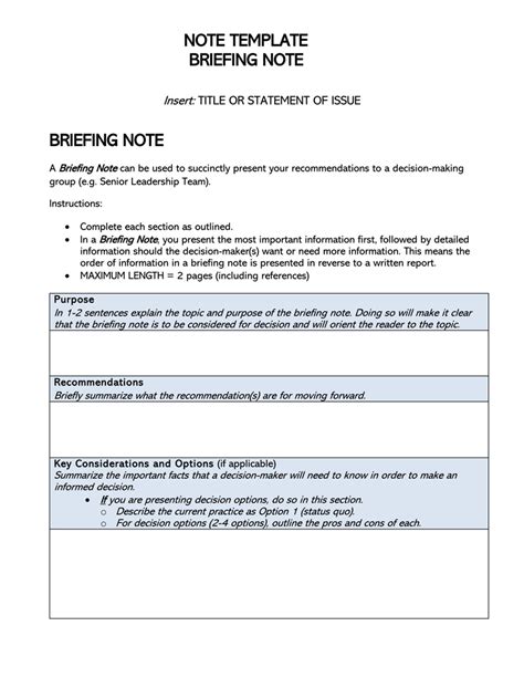 briefing document template