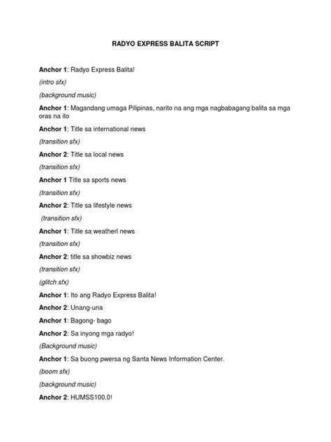 broadcasting script tagalog example for students