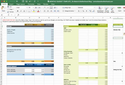 budget in excel format