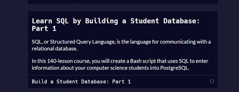 build a student database part 1
