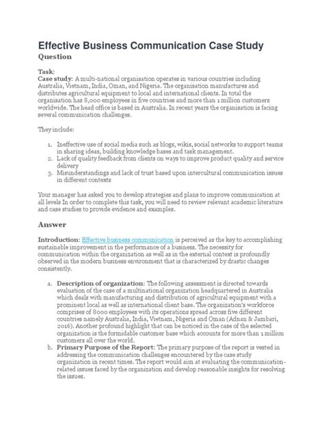 business communication case studies with questions and answers pdf