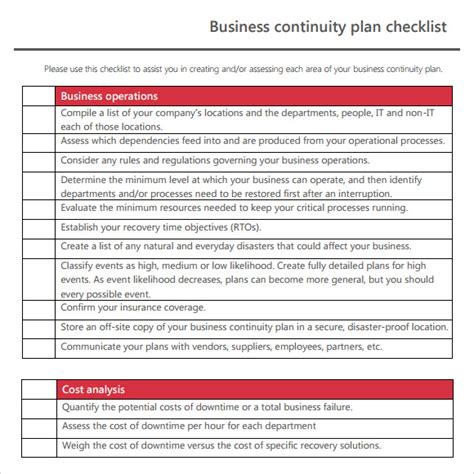 business continuity plan example uk