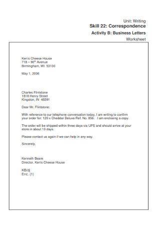business correspondence sample