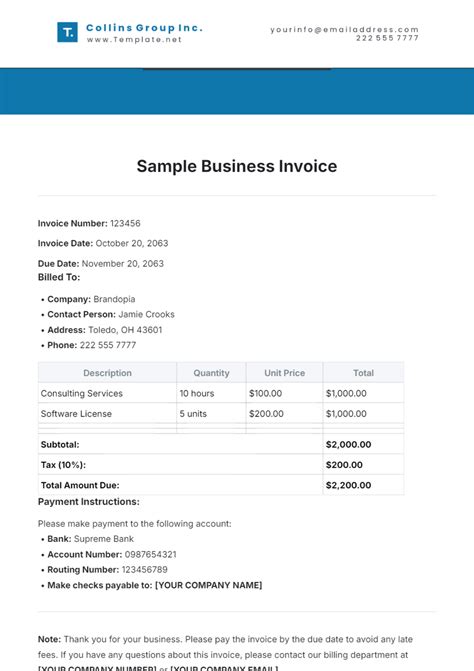 business invoice example