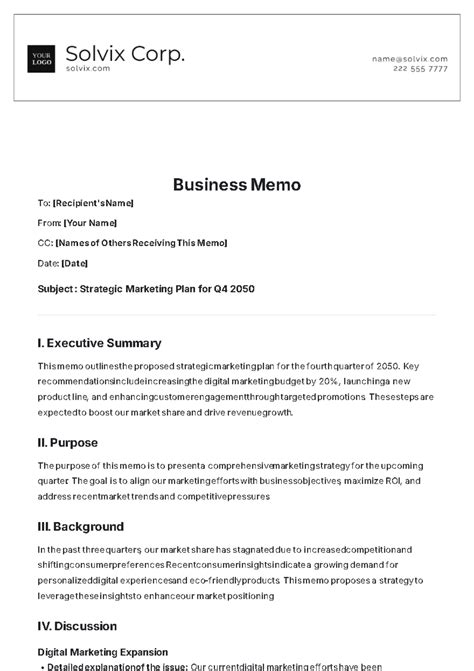 Business Memo Template