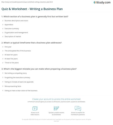 business plan exam questions and answers pdf