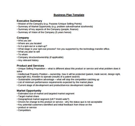 business plan summary example pdf