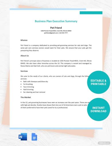 business plan summary template