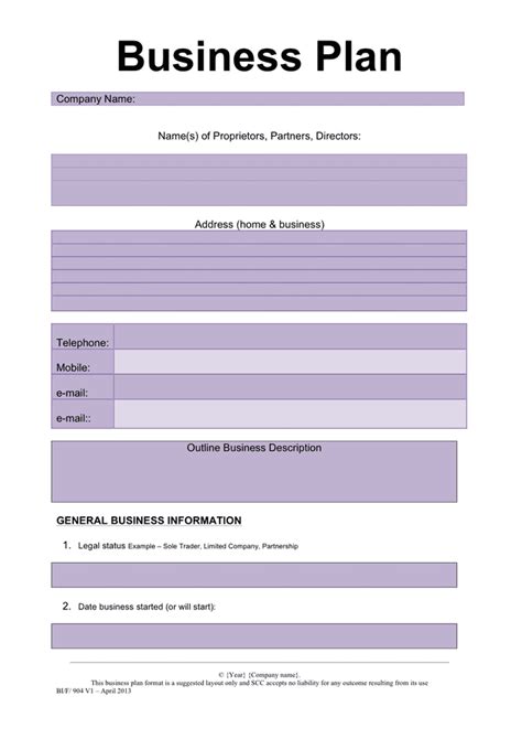 business plan template form