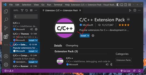 c c++ extension pack for visual studio code download