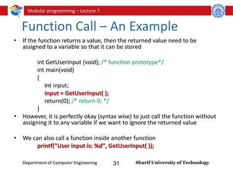 c program function call example