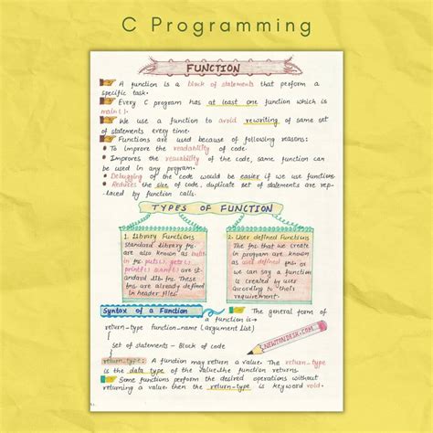 c programming functions notes