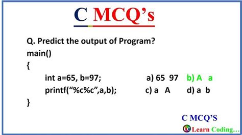 c programming mcq questions with answers