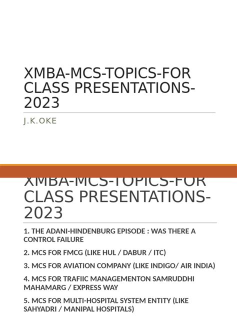 ca mcs presentation topics
