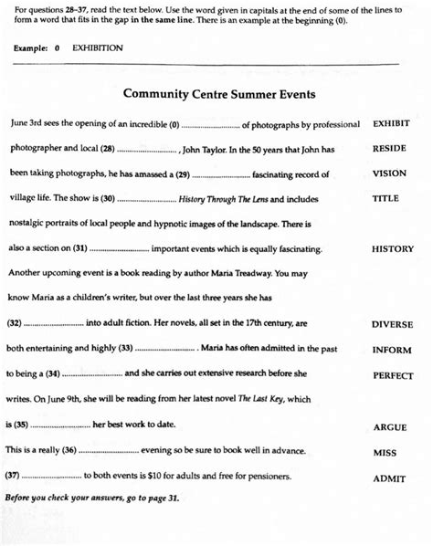 cae word formation exercises