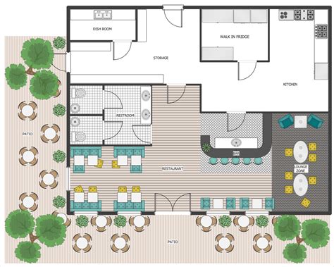 cafe layout plan with dimensions