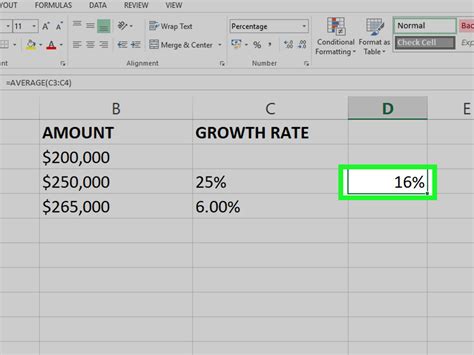 calculate average increase in excel