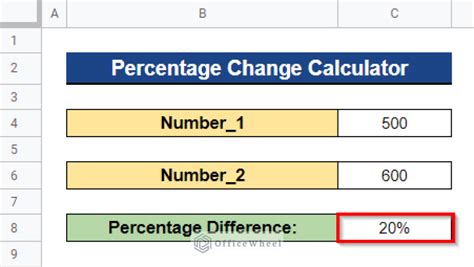 calculate difference between two numbers google sheets