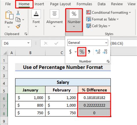 calculating percentage difference between two numbers in excel