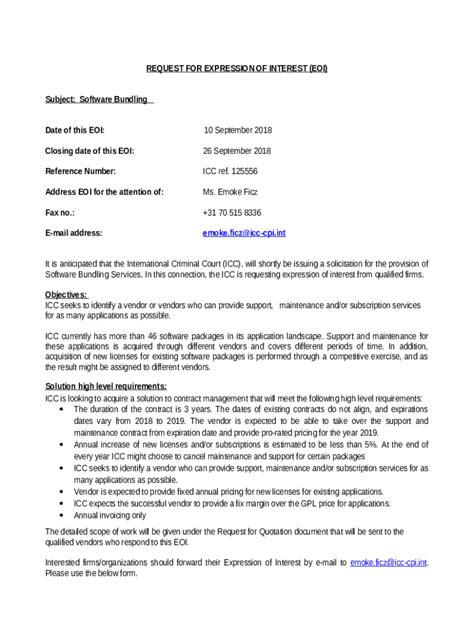 call for expression of interest meaning